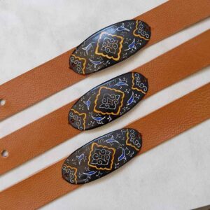 Bracelet artistique en cuir et cuivre Minakari – Maral Artistique