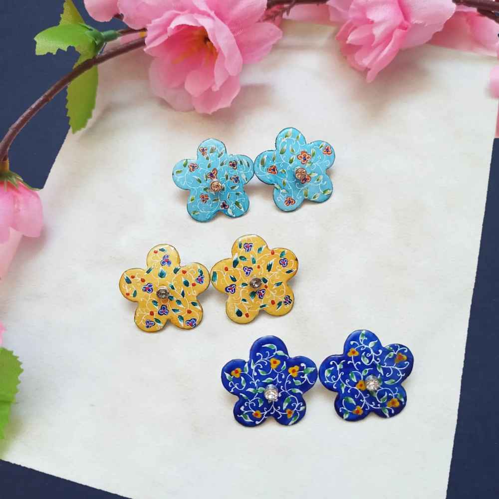 Boucles d'oreilles persanes faites à la main avec Bahar artistique Minakari