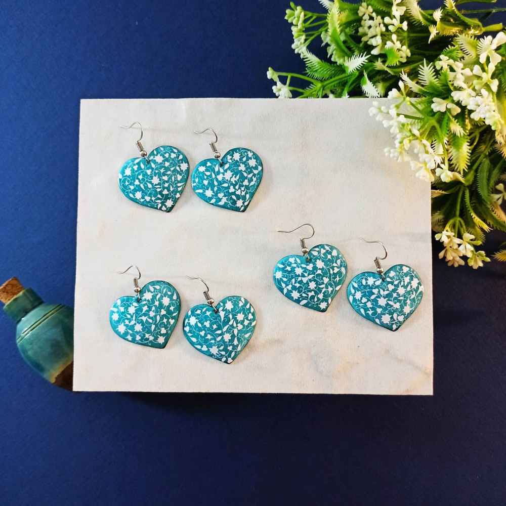Boucles d'oreilles persanes faites à la main avec cœur artistique Minakari