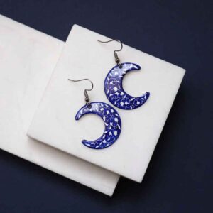 Boucles d’oreilles persanes faites à la main avec lune artistique Minakari