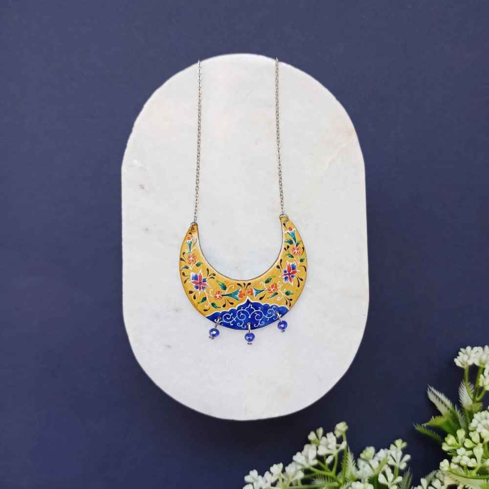 Ensemble de Bijoux Minakari Perse Modèle Lune Jaune