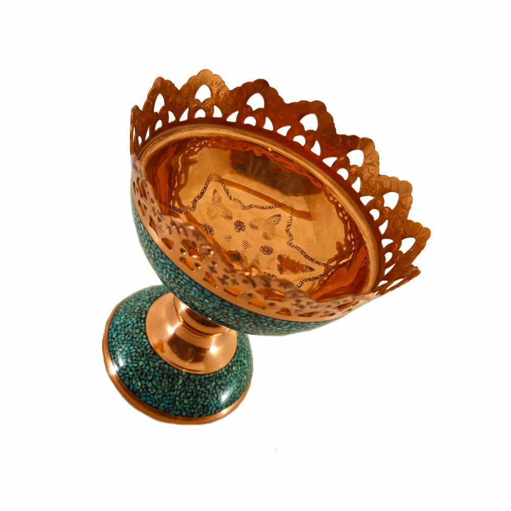 Bol Décoratif Persan Artisanal Incrusté de Turquoise Lina