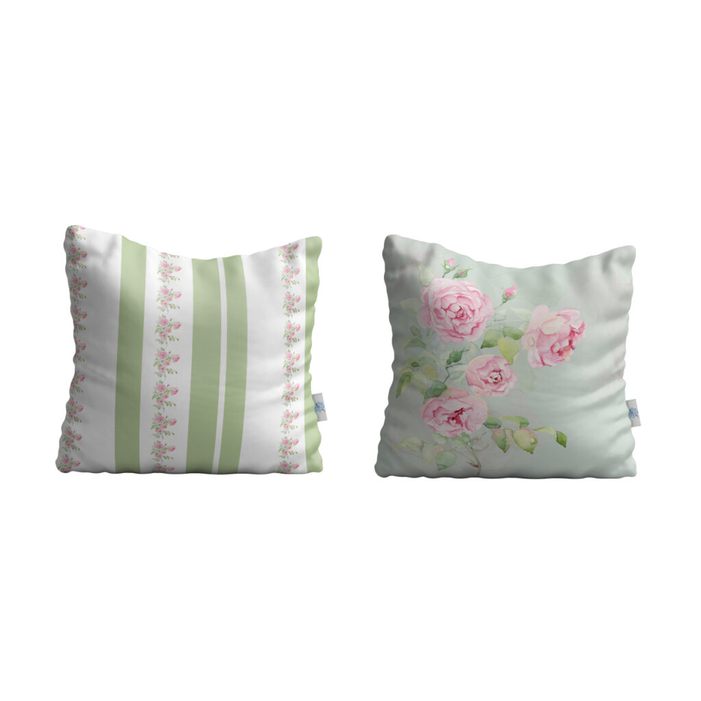 Housse de coussin en velours - Design Fleurs mignonnes (Set de 2)