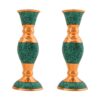 Bougeoir en cuivre persan fait à la main - Design incrusté de turquoise - Sima (2x)