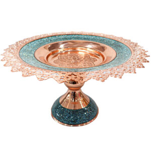 Bonbonnière sur Piédestal en Cuivre Incrustée de Turquoise Modèle Asal