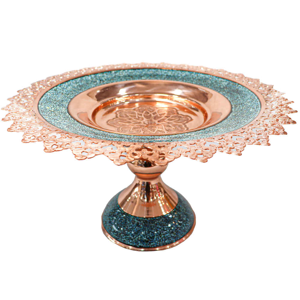 Bonbonnière sur Piédestal en Cuivre Incrustée de Turquoise Modèle Asal