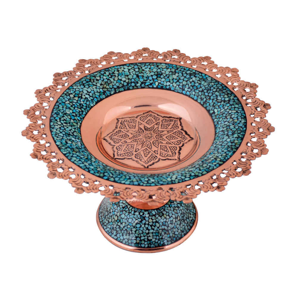 Bonbonnière sur Piédestal Incrustée de Turquoise Modèle Rima