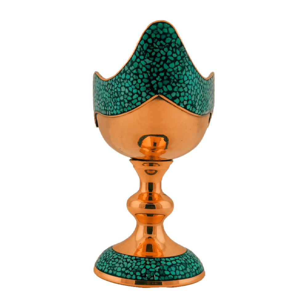 Coupe en Cuivre Incrustée de Turquoise Modèle Kashkul
