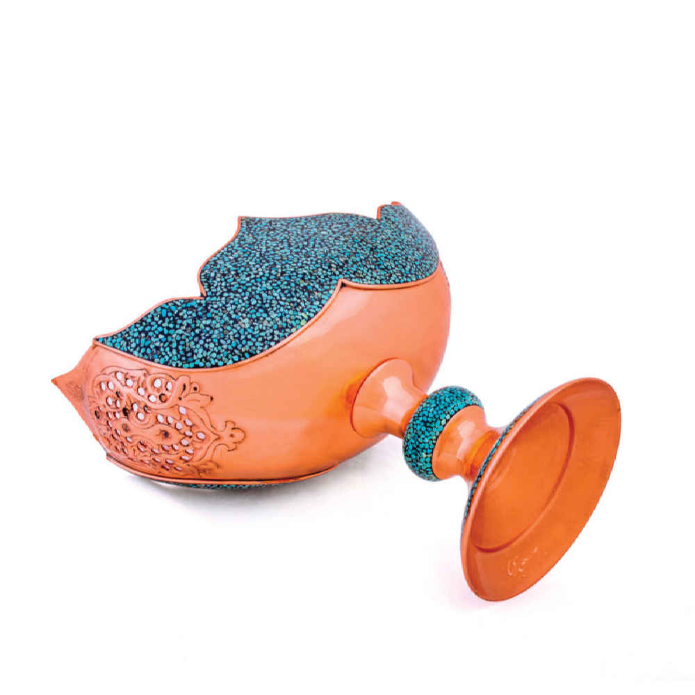 Coupe en Cuivre Incrustée de Turquoise Modèle Rasa