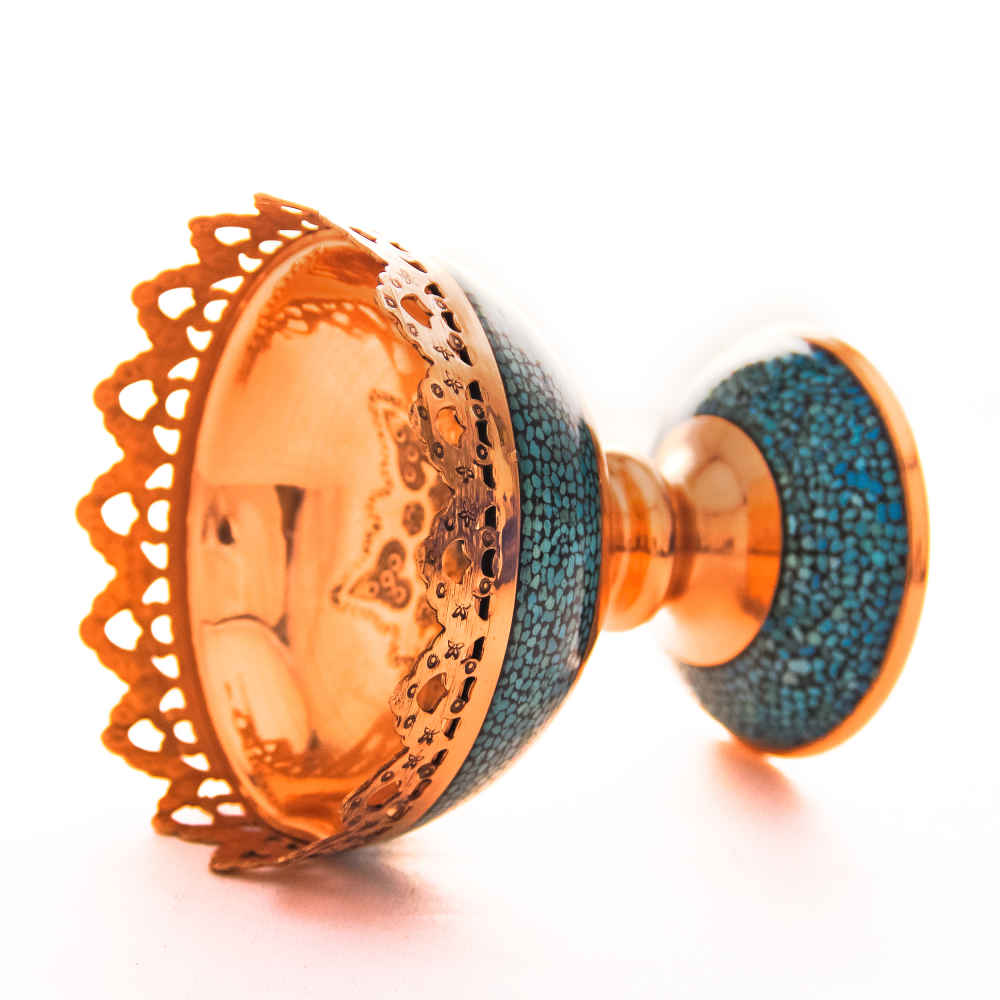 Bol Décoratif Persan Artisanal Incrusté de Turquoise Ayeh