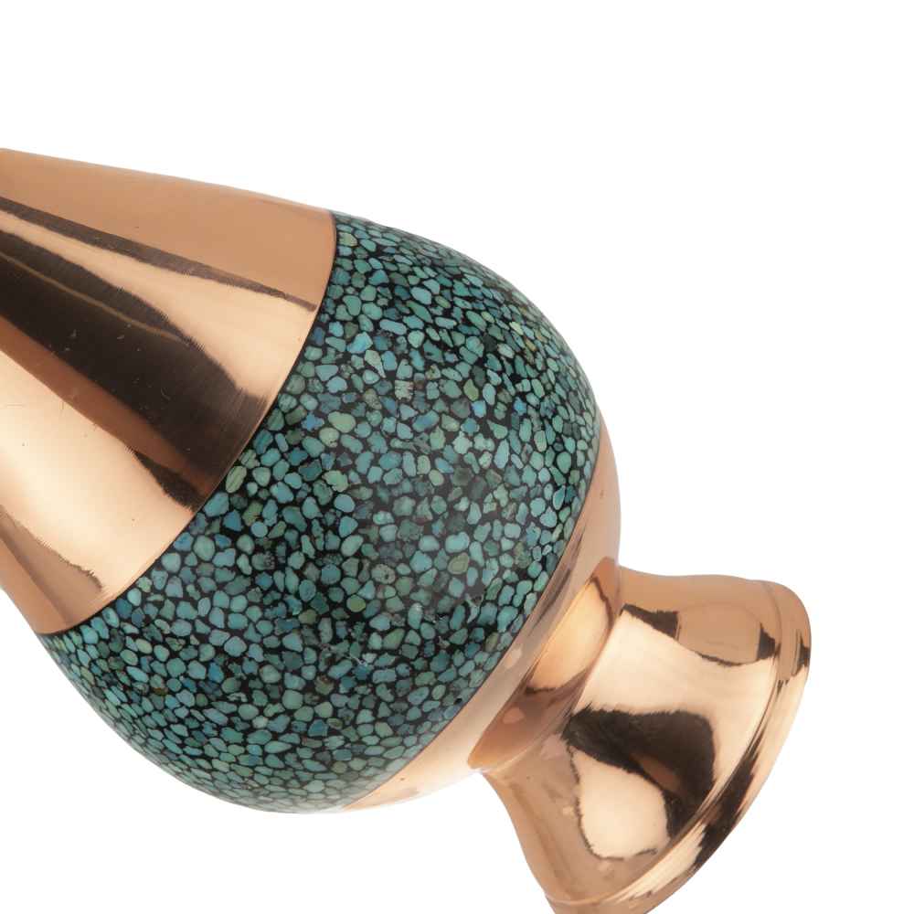 Vase décoratif persan incrusté de turquoise fait main Sarv