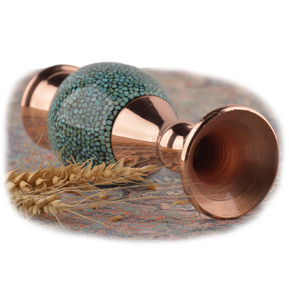 Vase décoratif persan incrusté de turquoise fait main Setareh