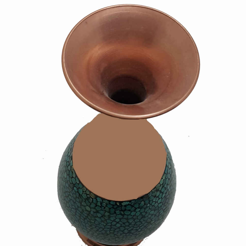 Vase décoratif persan incrusté de turquoise fait main Sina