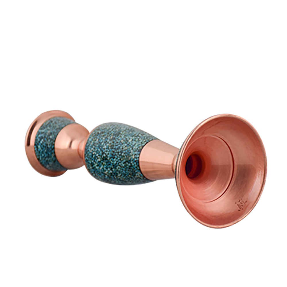 Bougeoir en cuivre persan fait à la main – Design incrusté de turquoise – Sahra