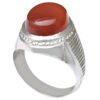 Bague en argent Aqeeq yéménite persane pour hommes - Rouge