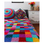 Couverture en crochet de coton – Couverture colorée style afghan – Aban