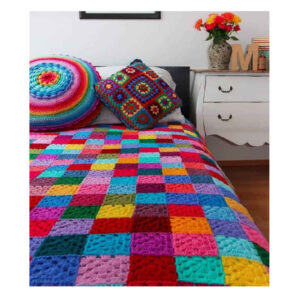 Couverture en crochet de coton – Couverture colorée style afghan – Aban