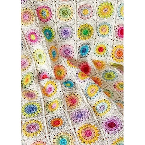 Couverture en crochet de coton – Couverture colorée style afghan – Afsane