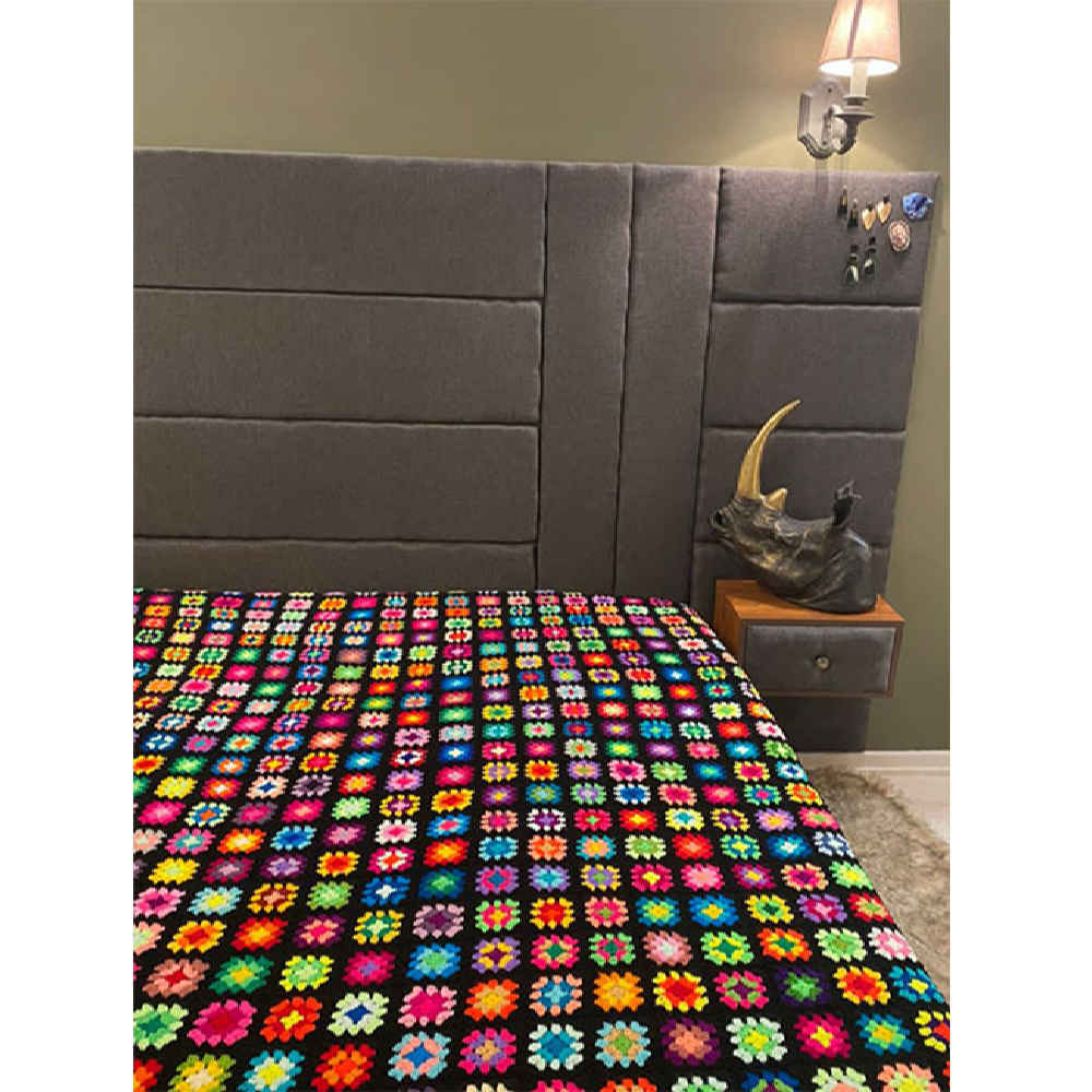 Couverture en crochet de coton – Couverture colorée style afghan – Armita