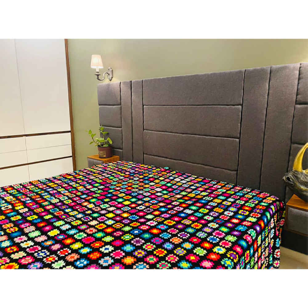 Couverture en crochet de coton – Couverture colorée style afghan – Armita