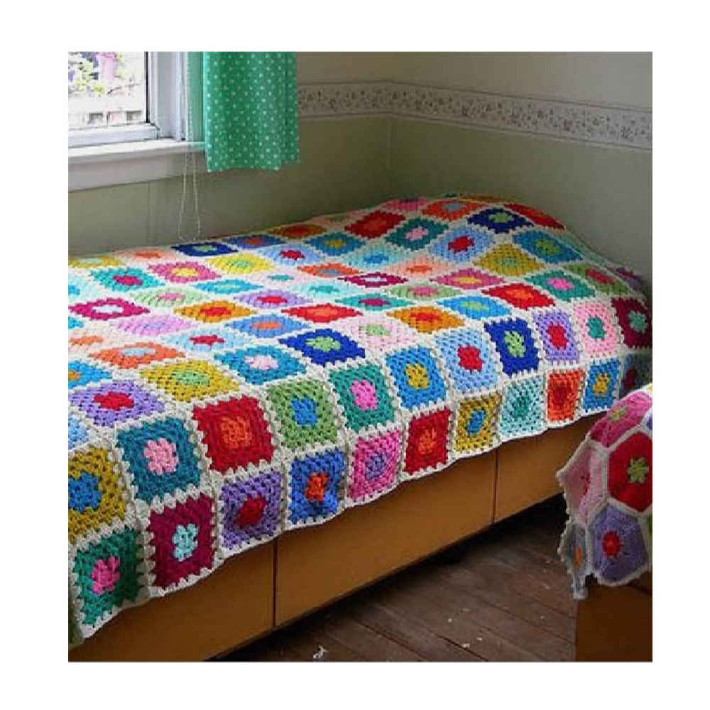 Couverture en crochet de coton – Couverture colorée style afghan – Parvin