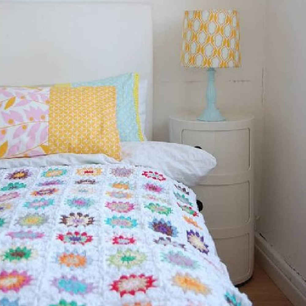 Couverture en crochet de coton – Couverture colorée style afghan – Taban