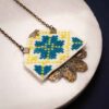 Persian Embroidered Necklace, Bracelet & Earrings Set Lemon