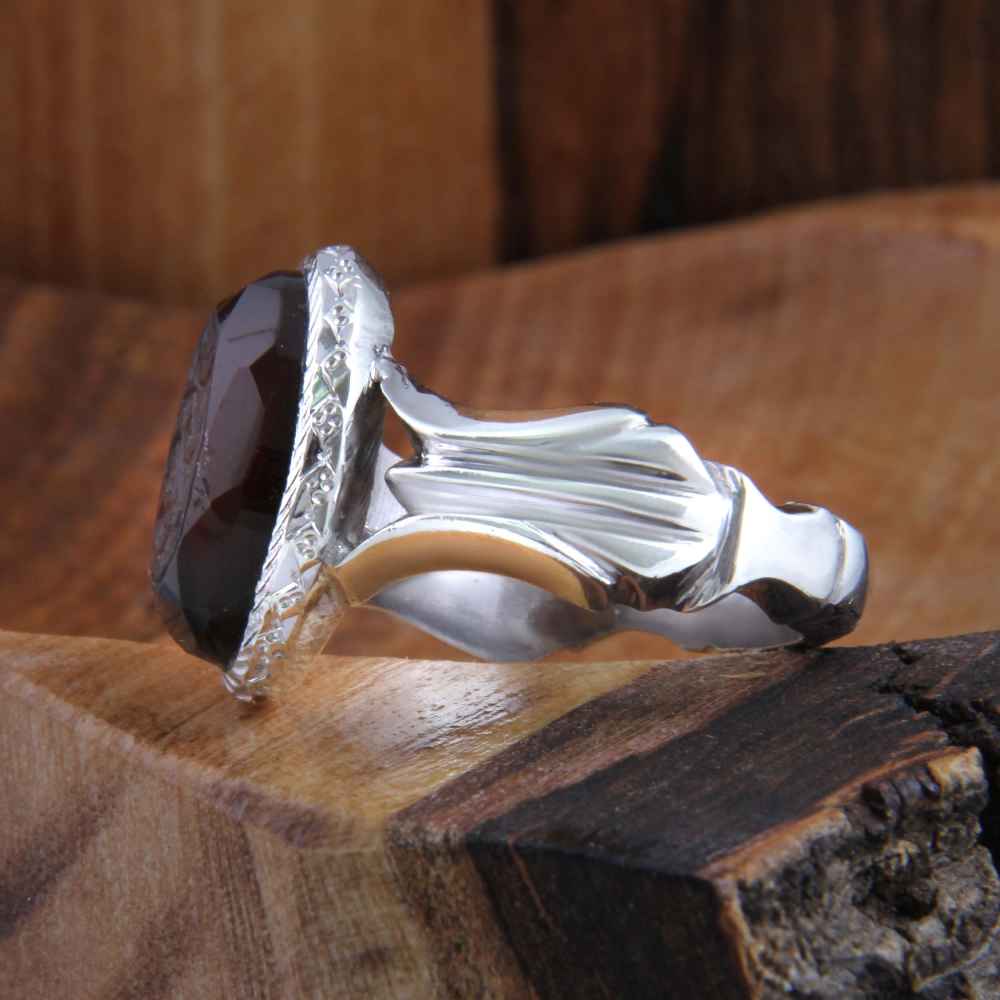 Bague en argent Aqeeq yéménite islamique pour hommes – Ya Razzagh