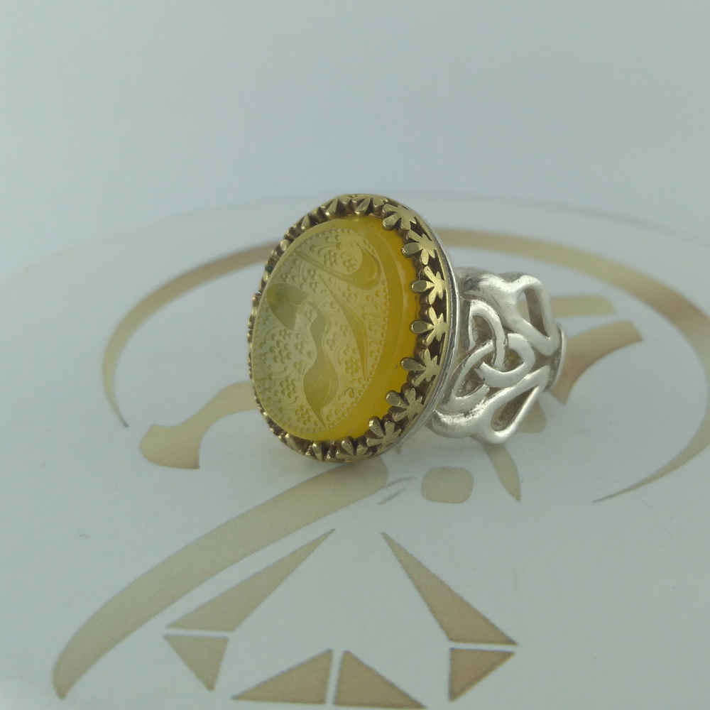 Bague en argent Aqeeq yéménite islamique pour hommes – Ya Roghayeh