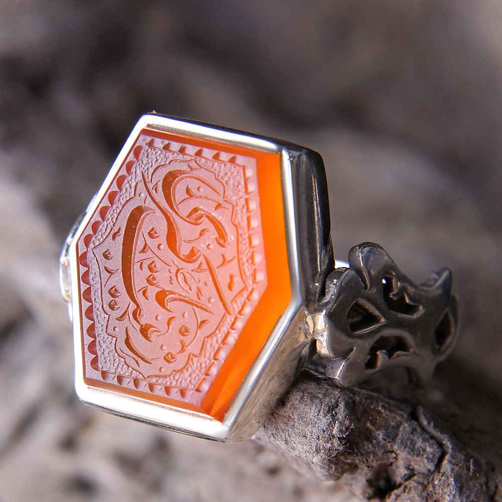 Bague en argent Aqeeq yéménite islamique pour hommes – Ya Zeynab Kobra