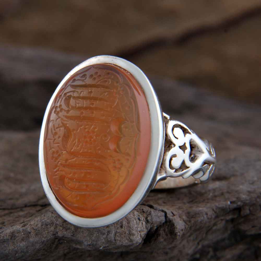 Bague en argent Aqeeq yéménite islamique pour hommes – La Elah Ela Allah