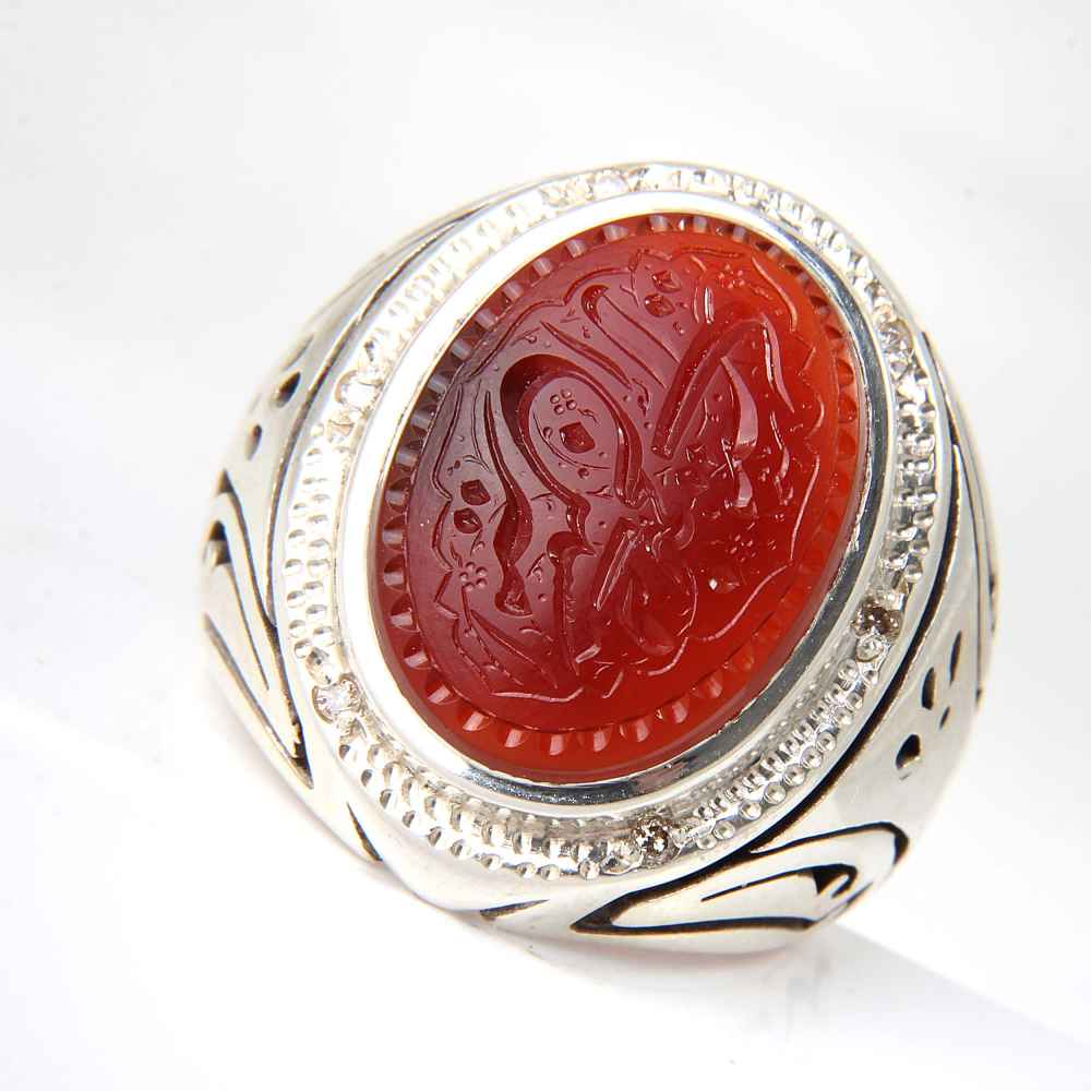 Bague en argent Aqeeq yéménite islamique pour hommes – Ya Hussain