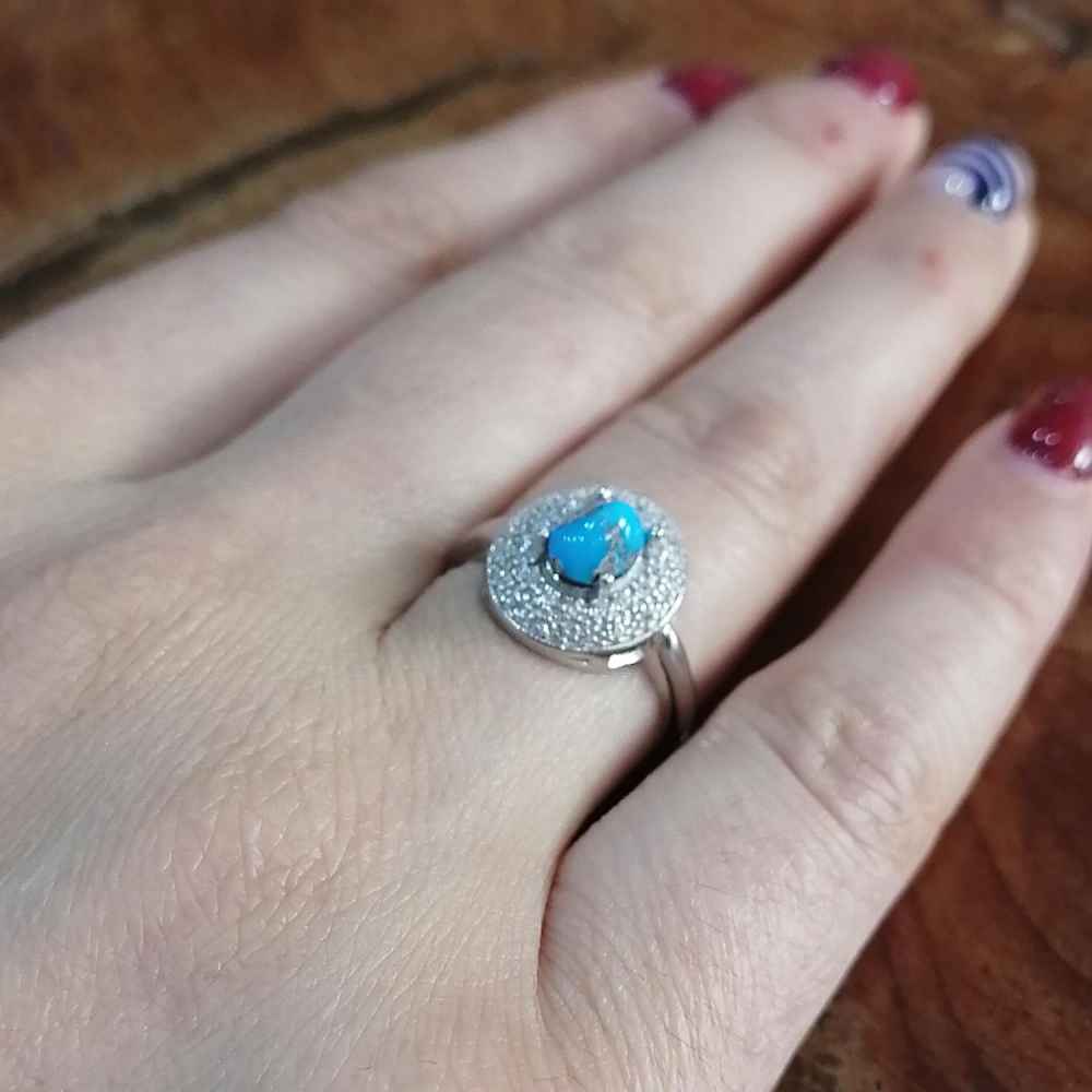 Bague en Argent Persan Faite Main avec Turquoise de Neyshabur Farnia