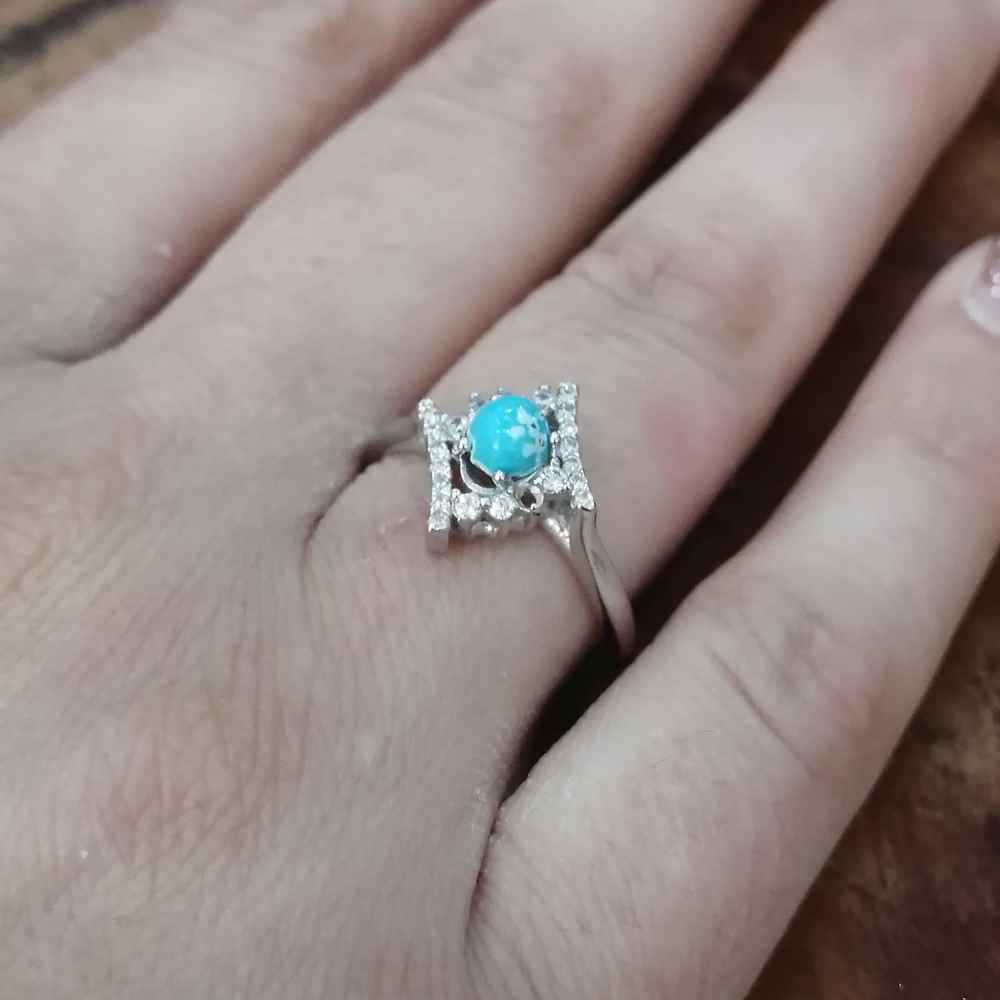 Bague en Argent Persan Faite Main avec Turquoise de Neyshabur Maria