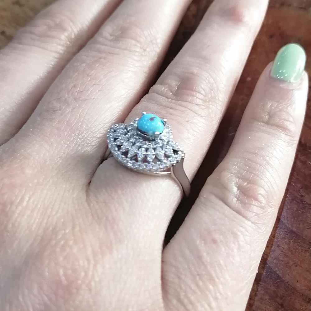 Bague en Argent Persan Faite Main avec Turquoise de Neyshabur Nazanin