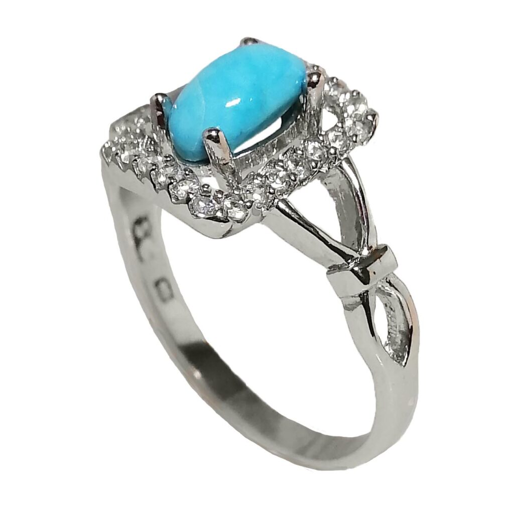Bague en Argent Persan Faite Main avec Turquoise de Neyshabur Neda
