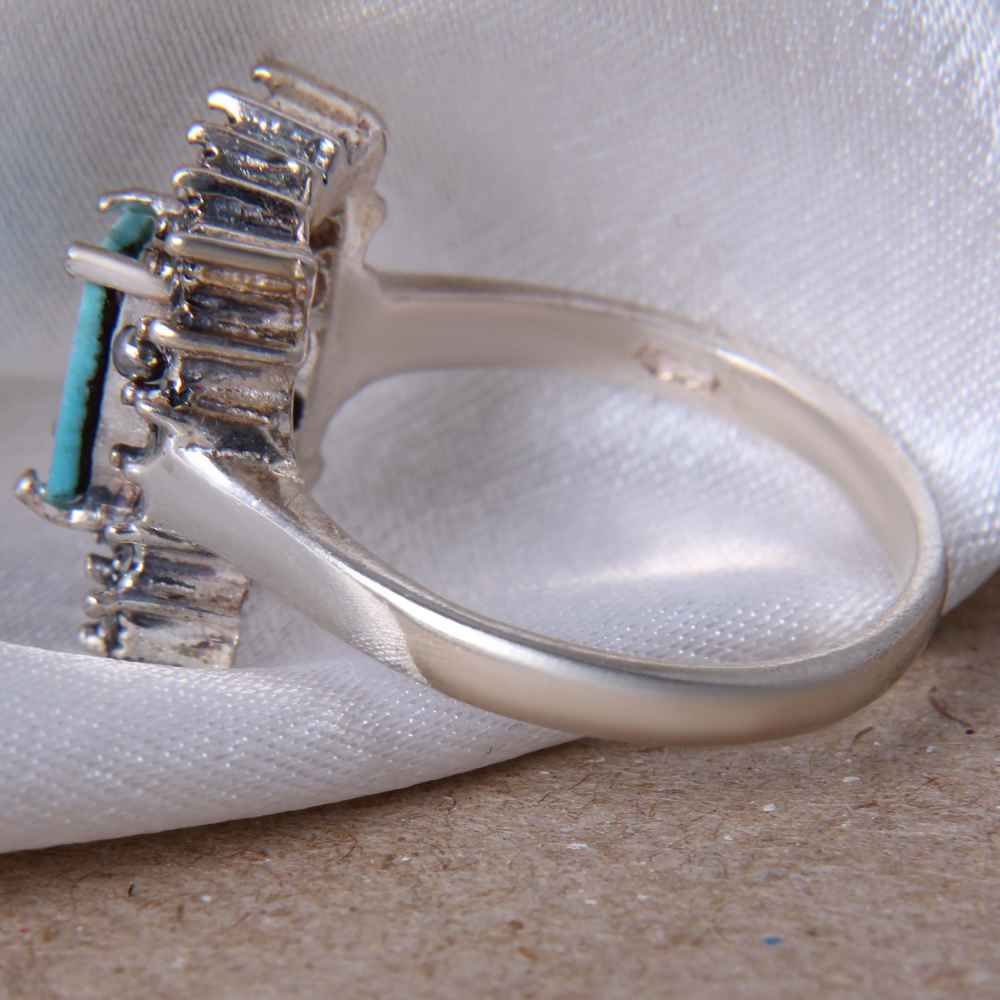 Bague en Argent Persan Faite Main avec Turquoise de Neyshabur Nivan