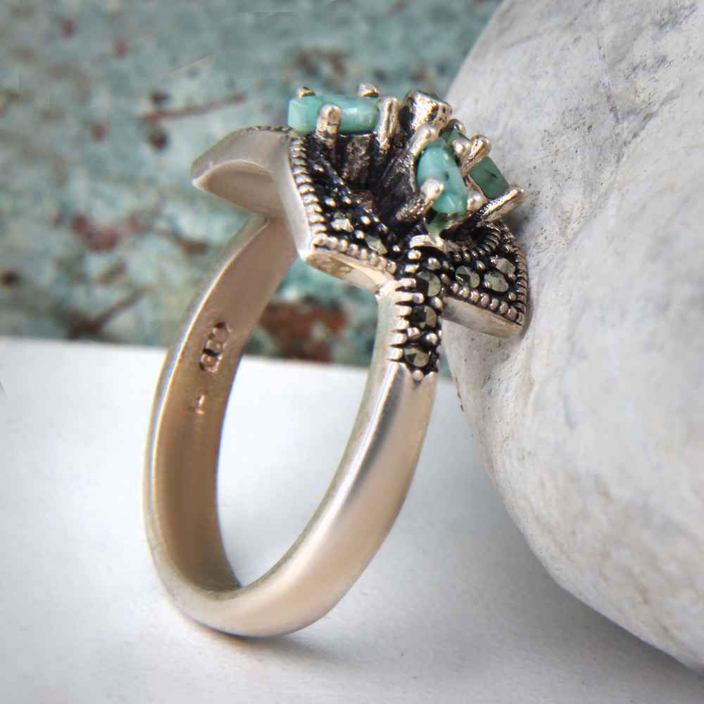 Bague en Argent Persan Faite Main avec Turquoise de Neyshabur Parnia