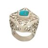 Bague Carrée en Argent Persan Faite Main avec Turquoise de Neyshabur