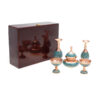 Coffret Cadeau Artisanal Persan – Vases & Bol Incrustés de Turquoise