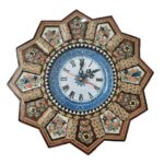Horloge murale en bois persane artisanale – Art du marqueterie Khatam, Elena