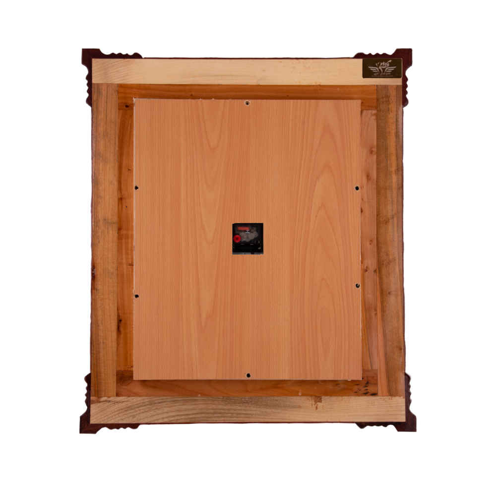 Horloge murale en bois persane artisanale – Art du marqueterie Khatam, Karoobi