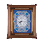 Horloge murale en bois persane artisanale – Art du marqueterie Khatam, Karoobi