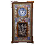 Horloge murale en bois persane artisanale – Art du marqueterie Khatam, Majles