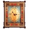Horloge murale en bois persane artisanale - Art du marqueterie Khatam, Naghashi