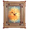 Horloge murale en bois persane artisanale - Art du marqueterie Khatam, Tazhib