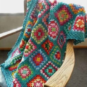 Plaid au Crochet pour Canapé et Lit Motif Bohème à Carreaux Kamand