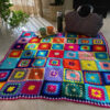 Plaid au Crochet pour Canapé et Lit Motif Bohème à Carreaux Paria
