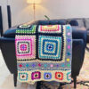 Plaid au Crochet pour Canapé et Lit Motif Bohème à Carreaux Pary