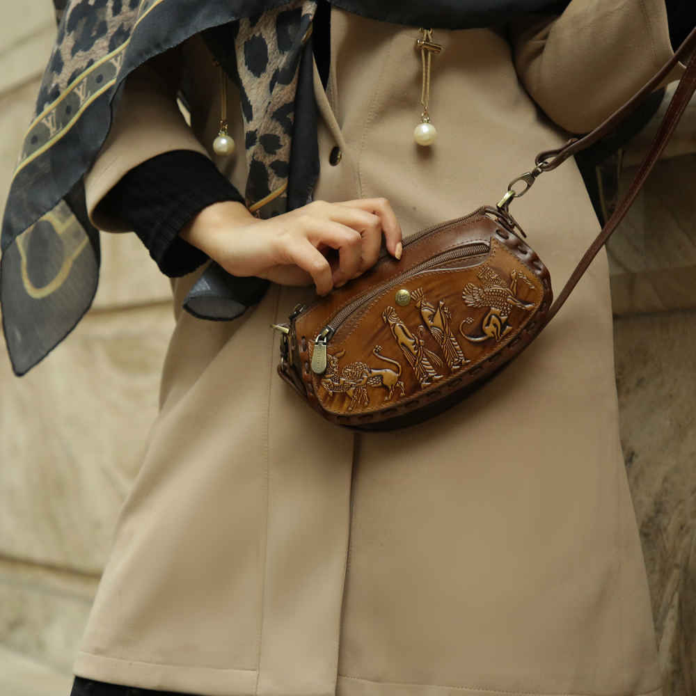 Sac bandoulière en cuir véritable fait main - Édition Hakhamanesh
